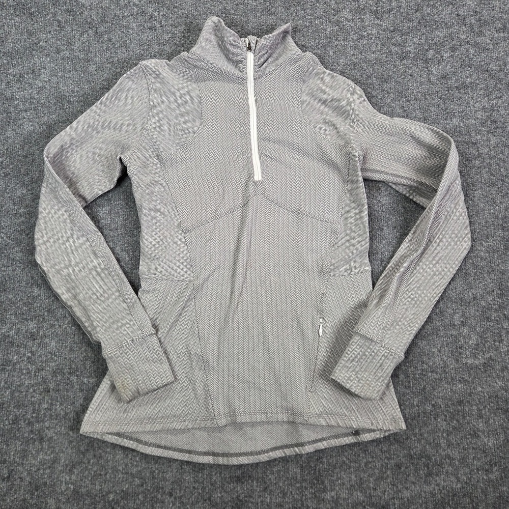 Lululemon Kanto‎ Catch Me 1/2 Zip Heathered Herringbone Heathered White Slate 10